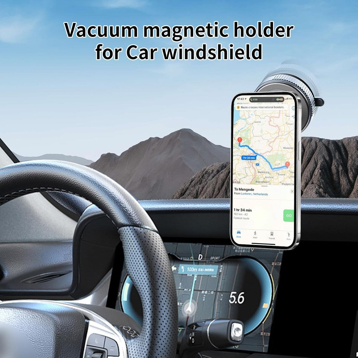 360 Rotating Vacuum Magnetic Suction Phone Holder for Car