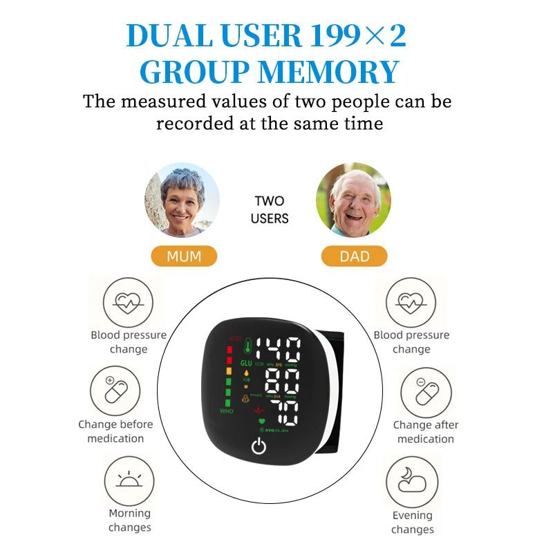 Wrist Style Blood Pressure Monitor for Home Use